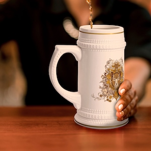 Customizable Vintage Style Personalized Beer Stein  -  Groomsmen Gift, Ornate Victorian Style Beer Mug, Best Man Wedding Bachelor Party Gift