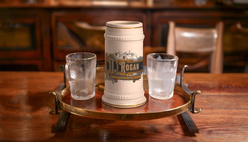 Art Deco beer stein, personalized beer mug, vintage beer stein, groomsmen gift, custom wedding beer mug, 
ornate beer mug, best man beer stein, Father's Day beer gift, bachelor party beer mug, retro art deco beer stein