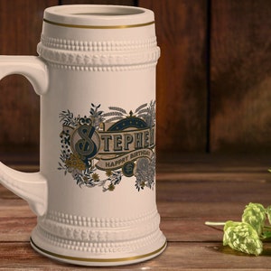 Personalized Vintage Style Beer Stein Customizable Mug for Groomsmen, Wedding or Best Man Gift Idea - Fathers Day Beer Stein, Beer Lover Mug