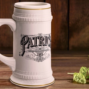 Personalized Sanborn Style Beer Stein Customizable Mug for Groomsmen, Wedding or Best Man Gift Idea - Fathers Day Beer Stein, Beer Lover Mug