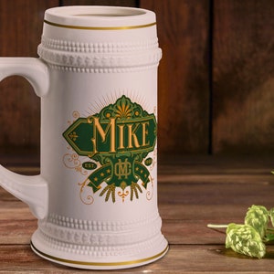 Personalized Vintage Style Beer Stein Customizable Mug for Groomsmen, Wedding or Best Man Gift Idea - Fathers Day Beer Stein, Beer Lover Mug