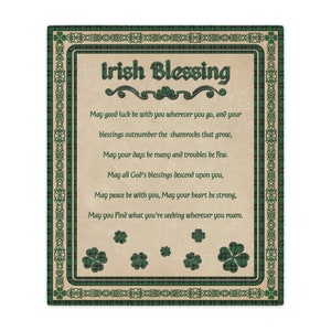 Irish Blessing Blanket Celtic Knot Irish Plaid Fleece Throw Shamrock Minky Blanket Irish Fleece Blanket Irish Decor Throw Blanket Irish Gift