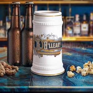 Art Deco beer stein, personalized beer mug, vintage beer stein, groomsmen gift, custom wedding beer mug, 
ornate beer mug, best man beer stein, Father's Day beer gift, bachelor party beer mug, retro art deco beer stein