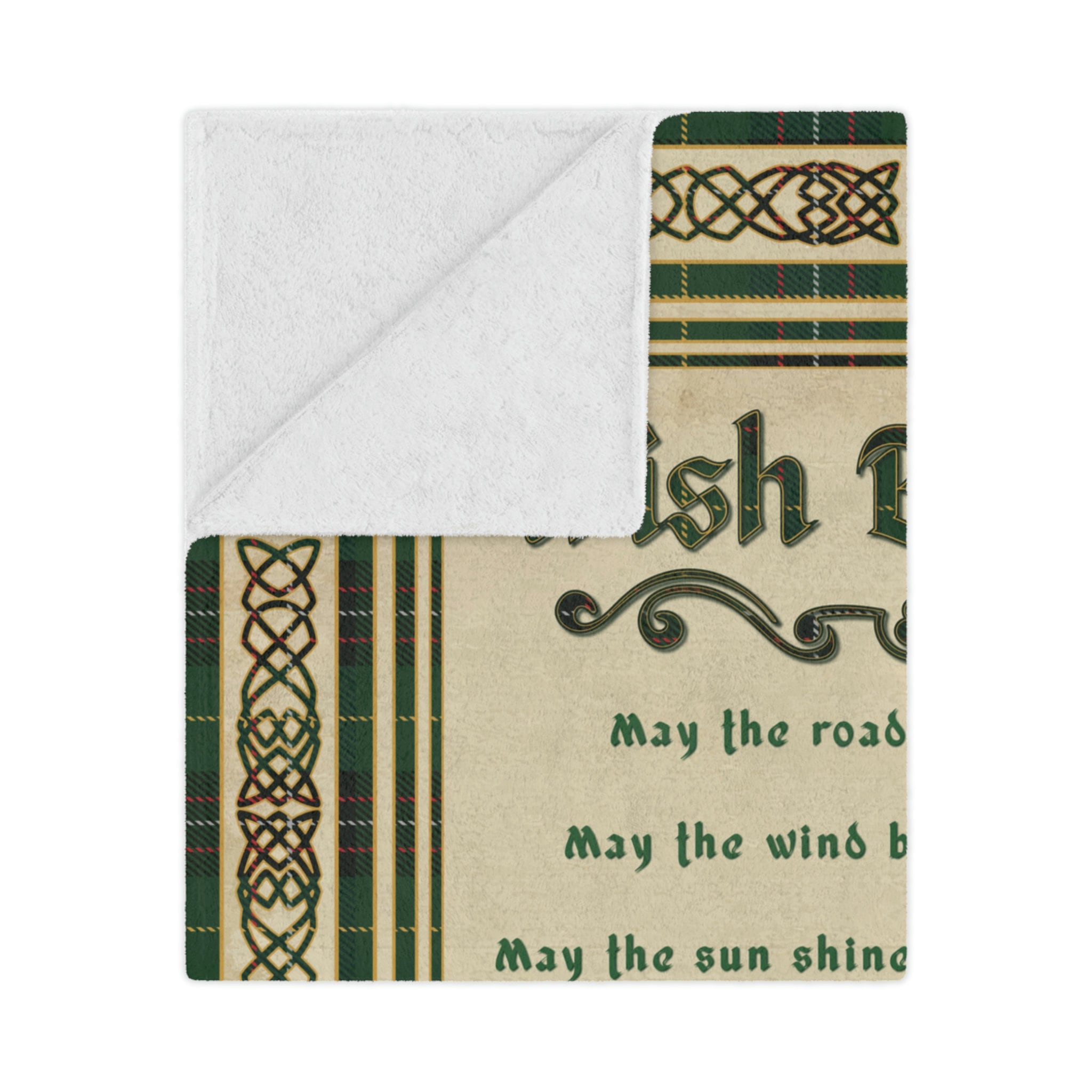 Irish Blessing Blanket Celtic Knot Irish Plaid Fleece Throw Shamrock
