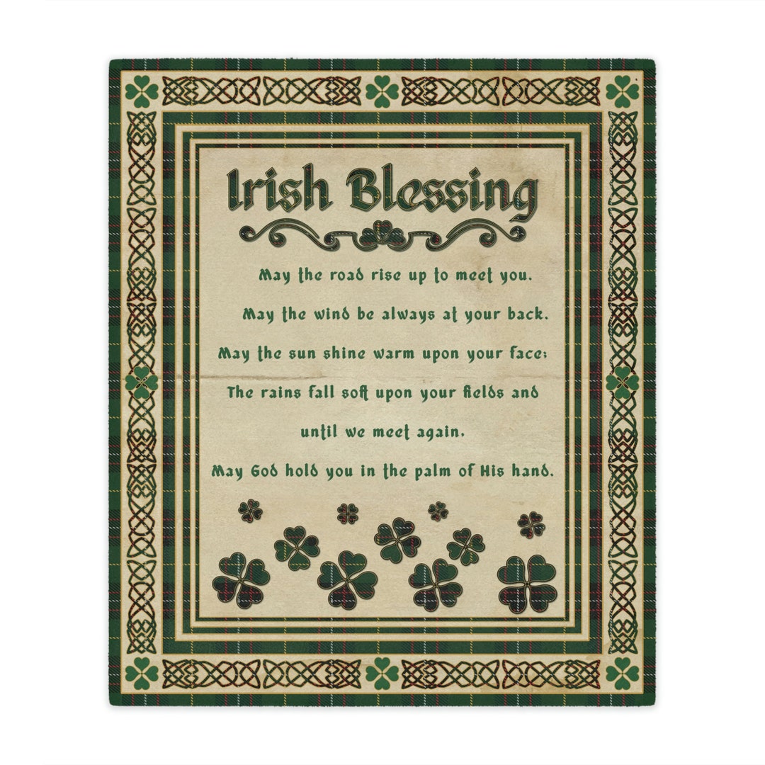 Irish Blessing Blanket Celtic Knot Irish Plaid Fleece Throw Shamrock