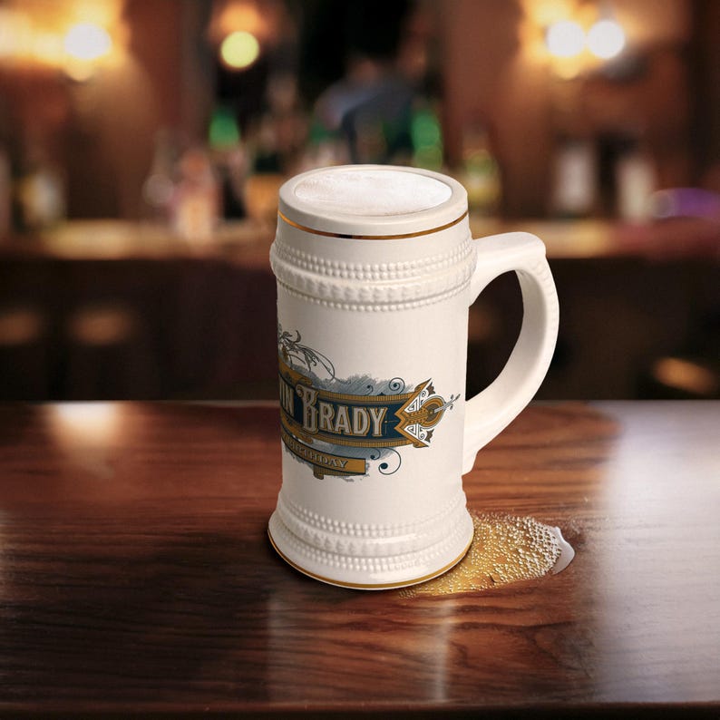 Art Deco beer stein, personalized beer mug, vintage beer stein, groomsmen gift, custom wedding beer mug, 
ornate beer mug, best man beer stein, Father's Day beer gift, bachelor party beer mug, retro art deco beer stein