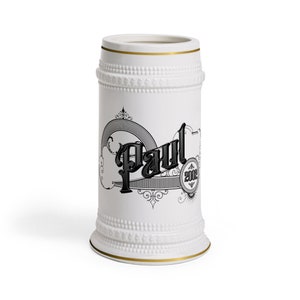Vintage Style Personalized Beer Stein, Customizable Name and Year Beer Mug, Groomsmen Beer Stein Gift, Bachelor Party Gift Idea, Beer Lover
