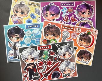 Love and Deepspace Vinyl Stickersheets [Sylus, Caleb, Xavier, Rafayel, Zayne]