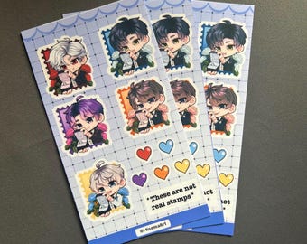 Love and Deepspace Stamp Vinyl Stickersheets [Sylus, Caleb, Xavier, Rafayel, Zayne]