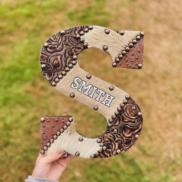 Cowhide Letters 12” - Personalized Western Wall and Shelf Decor *Made to Order