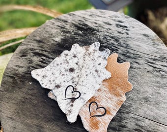 Genuine Cowhide Coasters | Wedding Favors | Western Decor | Handcut Mini Placemats | Set of 6
