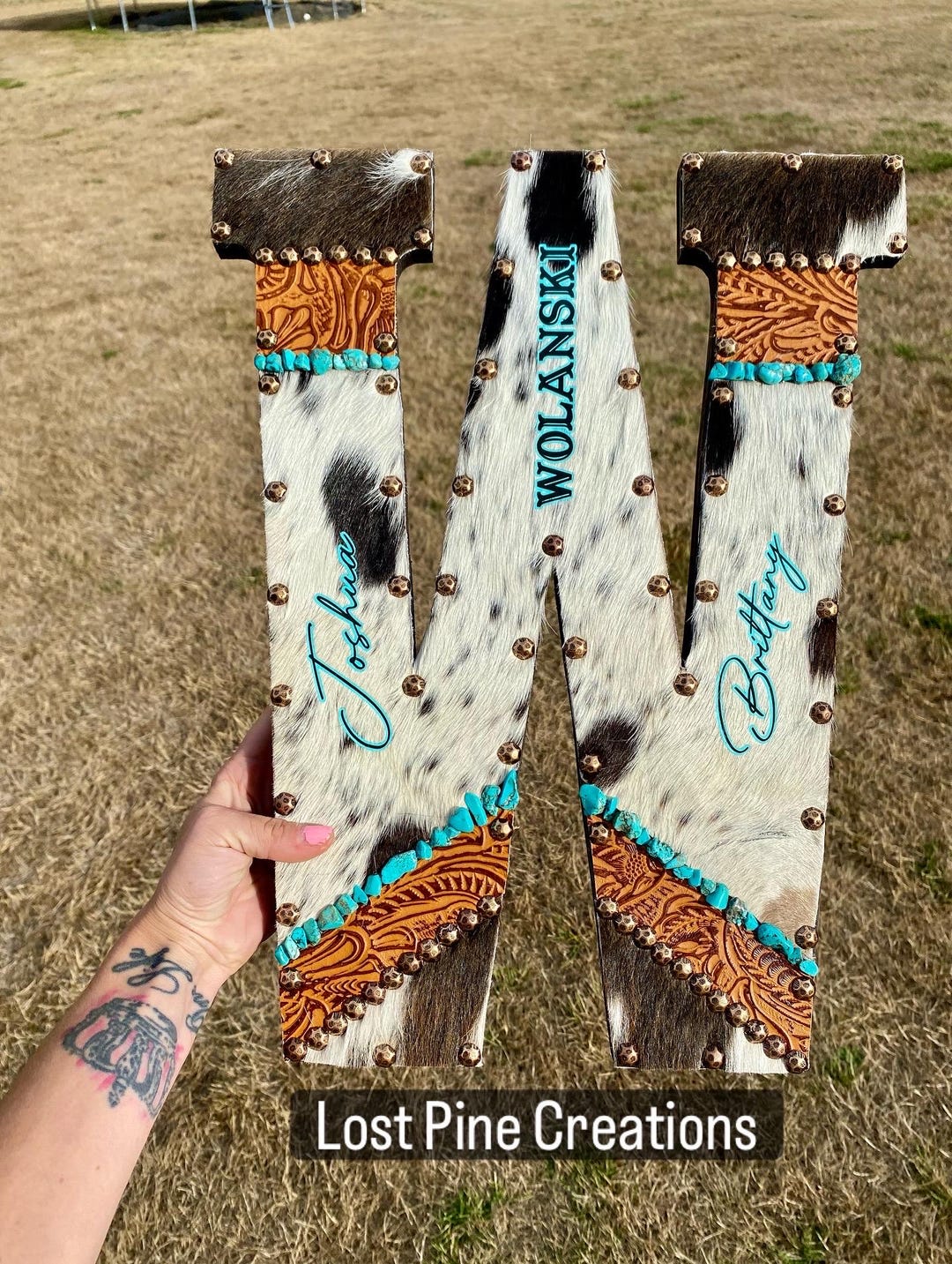 Cowhide Letters 18” - Personalized Western Wall and Shelf Decor *made ...