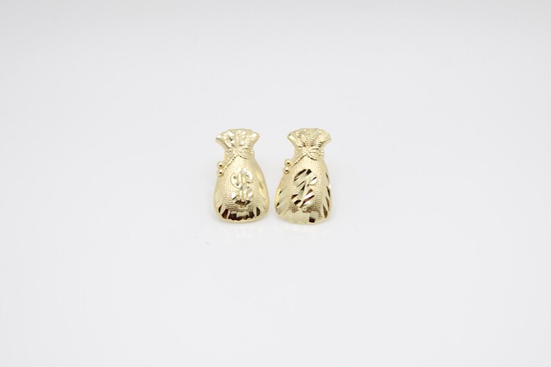 10k Gold Money Bag Earring for Men and Women Etsy