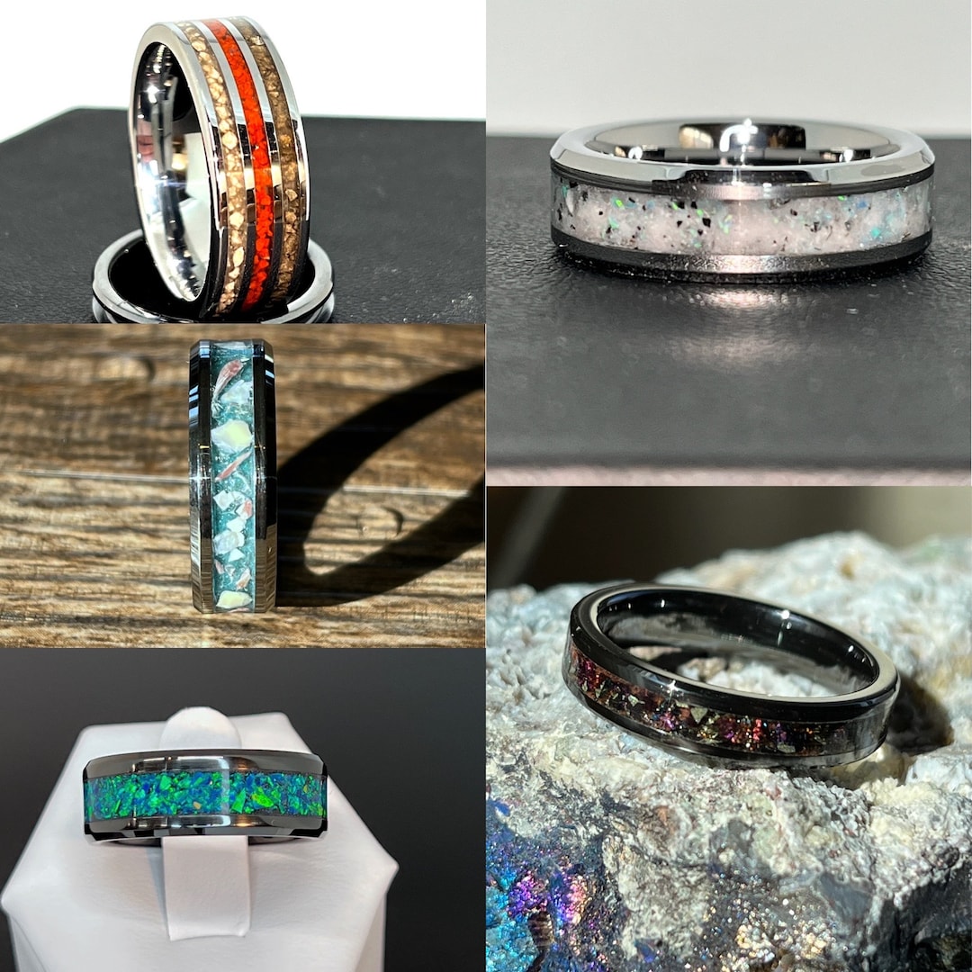 Custom Inlay Channel Ring - Choose Your Own Design With Crushed Stones ...