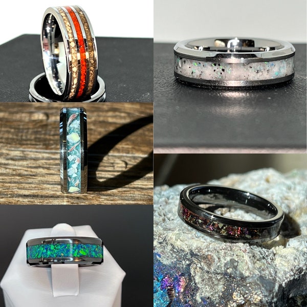 Custom Inlay Channel Ring - Choose Your Own Design with Crushed Stones or other Exotic and Unique Materials