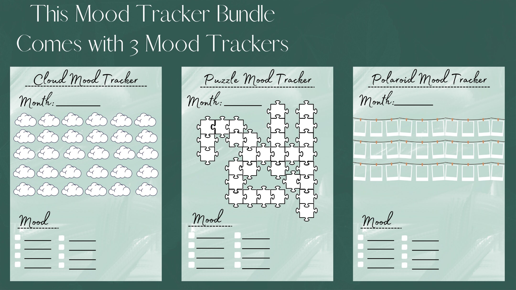 Printable Mood Trackers Bullet Journal Inserts Bundle monthly Mood ...