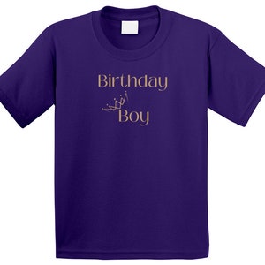 Boy&#39;s Birthday T-Shirt - Birthday Boy - Purple/Gold