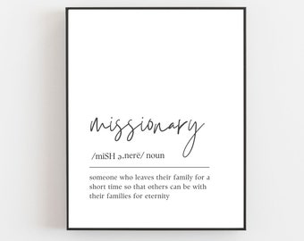 Missionary Definition Print - LDS Missionary Gift - LDS Mission Farewell - Mission Call - PRINTABLE