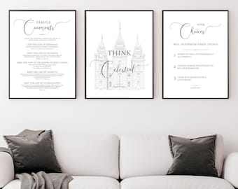 Temple Covenants, Think Celestial, Your Choices Set - General Conference Quote - LDS Wall Art - LDS Temple Covenants - PRINTABLE