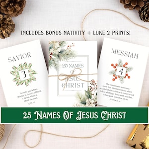 25 Names of Jesus Christ - Christmas Countdown Bible KJV - Christmas Advent - Christmas Gift - Christmas Prints - PRINTABLE
