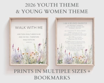 LDS 2026 Jugend Thema - Junge Frauen Thema - Drucke und Lesezeichen - Walk With Me - LDS Junge Frauen Geschenk - LDS Girls Camp - Printable