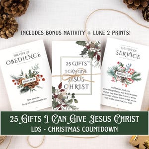 LDS 25 Gifts I Can Give Jesus Christ - LDS Christmas Countdown Scripture Cards - LDS Christmas Advent Cards - Lds Christmas Gift - Printable