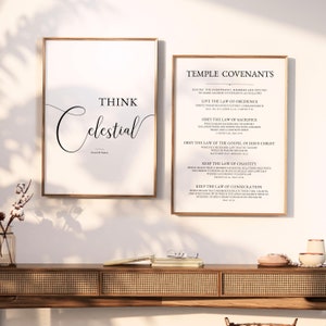 Think Celestial and Temple Covenants Set - General Conference Quote - Russell M Nelson Quote - LDS Temple Covenants - LDS PRINTABLE