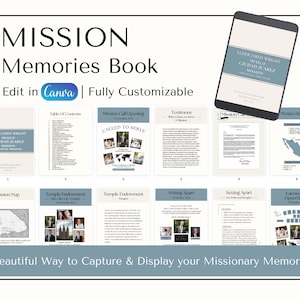 Mission Memories Book – Editable in CANVA – LDS Missionary Gift – Missionary Call - Missionary Farewell - Missionary Homecoming – PRINTABLE
