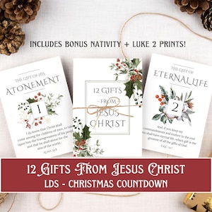 LDS 12 Gifts from Jesus Christ - LDS Christmas Scripture Cards - LDS Christmas Advent - Lds Christmas Gift - Missionary Gift - Printable