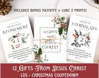 LDS 12 Gifts from Jesus Christ - LDS Christmas Scripture Cards - LDS Christmas Advent - Lds Christmas Gift - Missionary Gift - Printable
