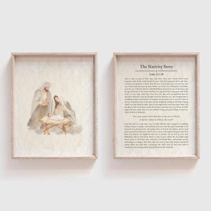 Krippenfiguren Kunst und Krippengeschichten-Set - Lukas 2 - Weihnachtswandkunst - Weihnachtsdekor - Christlicher Druck - Krippe - DRUCKBAR