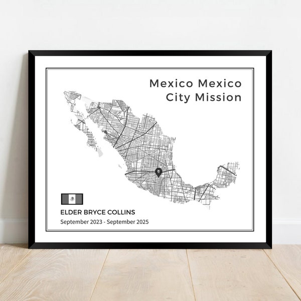 Custom LDS Mission Map - Any City - Two Styles - Mission City Map - LDS Missionary Gift - Mission Farewell - Mission Homecoming - PRINTABLE