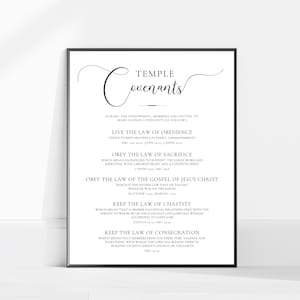 LDS Temple Covenants Print - Multiple Sizes - LDS Temple Preparation - LDS Missionary Gift - Lds Wedding Gift - Lds Temple - Lds Printable