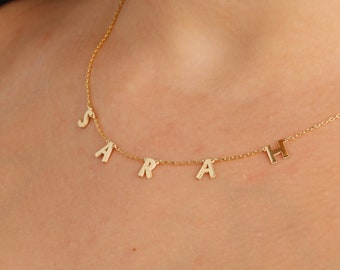 Personalized 14k Gold Letter Necklace • Dainty Name Jewelry