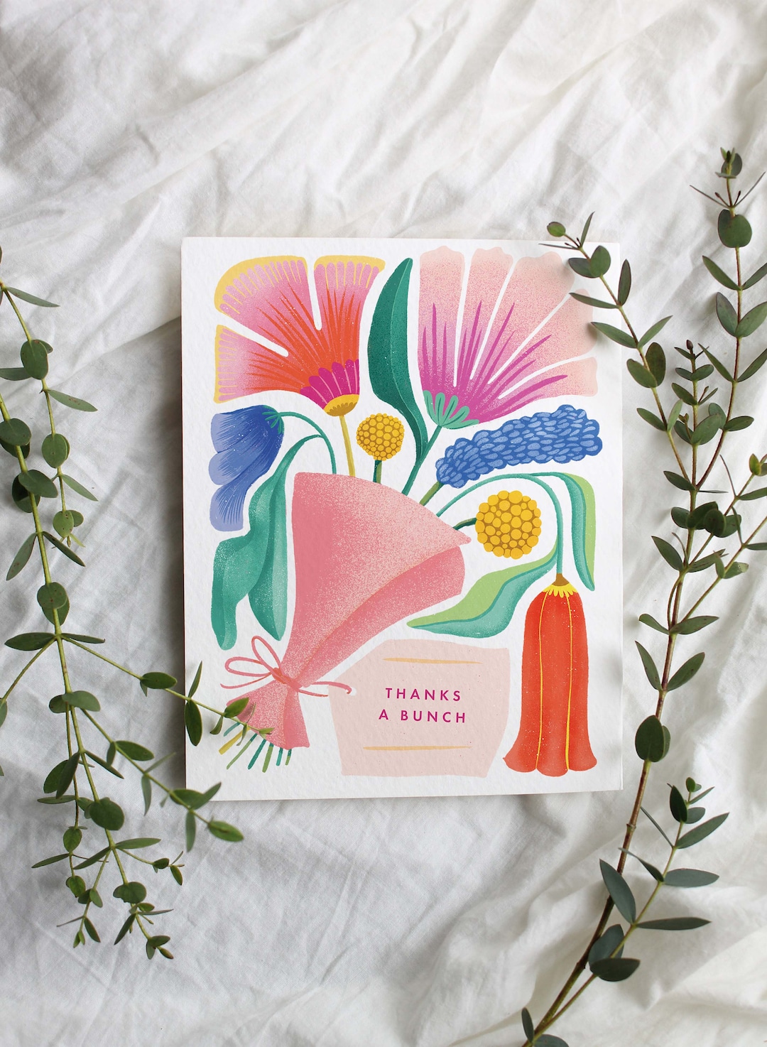 Hand Illustrated Floral Thank You Cards: Colorful Bouquet - Etsy