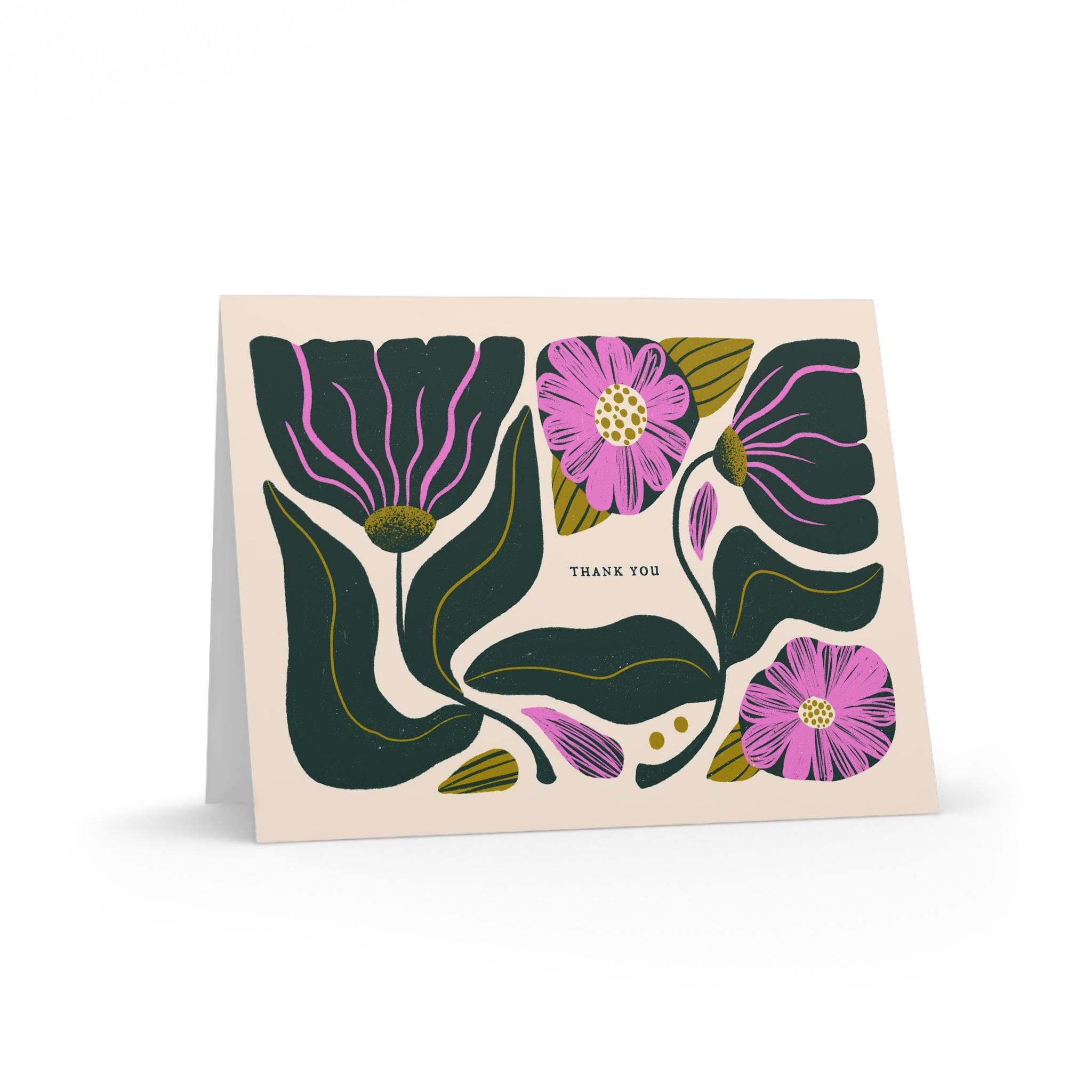 Hand Illustrated Lavender Thank You Cards: Earthy Floral Note Set - Etsy