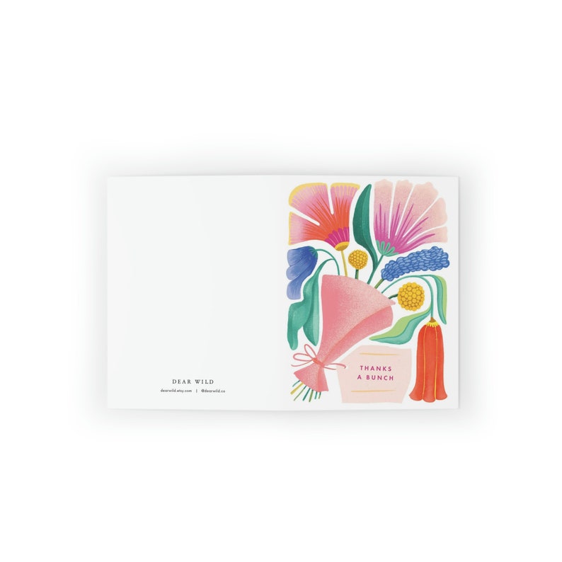 Colorful Hand Illustrated Bursting Bouquet Thanks a Bunch Thank You Cards, Set of 8 or 16, Blank Inside image 5