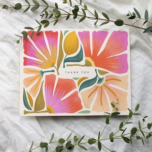 Hand Illustrated Lush Botanical Thank You Cards, Ivory, Set of 8, 16 or 24, Blank Inside immagine 1