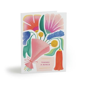 Colorful Hand Illustrated Bursting Bouquet Thanks a Bunch Thank You Cards, Set of 8 or 16, Blank Inside image 2
