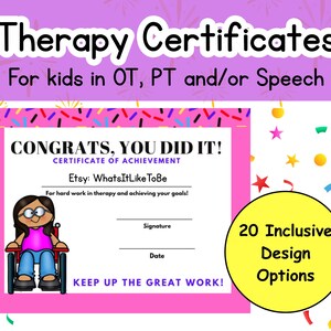Therapy Goal Certificates for Kids: Printable OT, PT, Speech Reward Pack (PDF Download