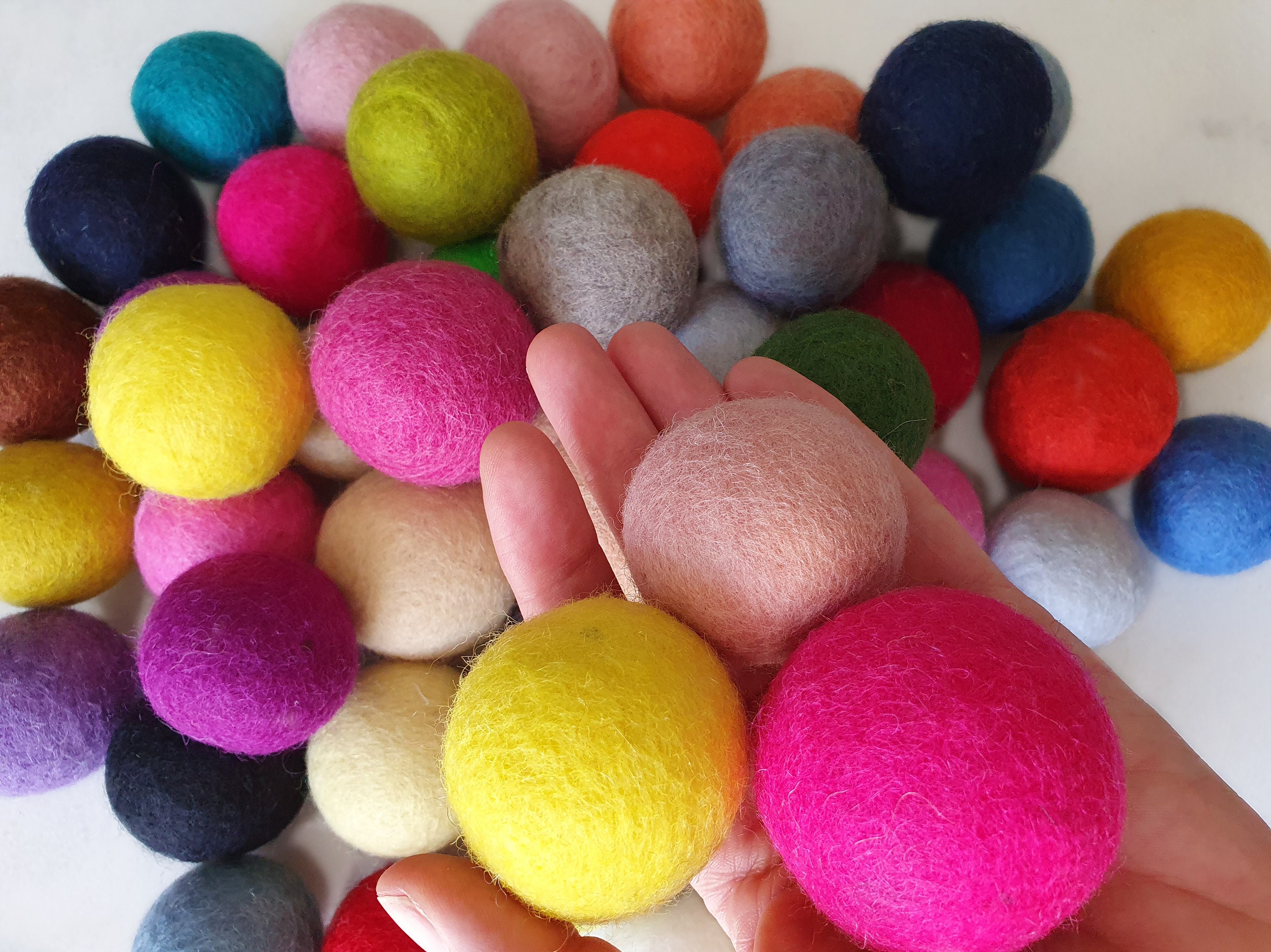 Wool Felt Balls - Size, Approx. 2CM - (18 - 20mm) - 25 Felt Balls Pack -  Color Almond-7005 - Almond color felt balls - 2CM Skin Felt Balls