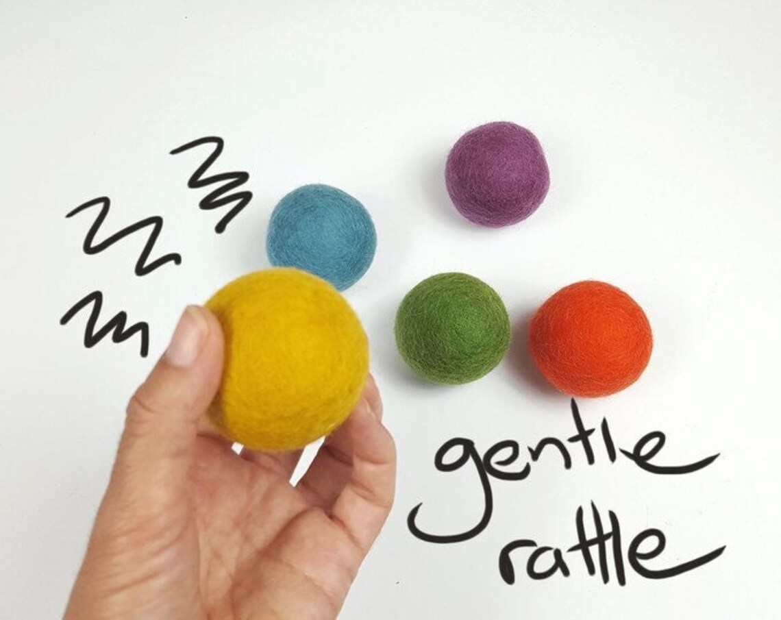 Gentle Rattle Wool Cat Toys, 5x 6cm Wool Felt Balls, Mix of Earthy ...
