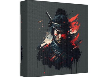 Ninja Warrior Portrait, Cool Ninja Poster, Ninja Canvas Art, Ai Ninja Art, Ninja Warrior Poster, War paint, Ninja Katana, Man Cave Ninja
