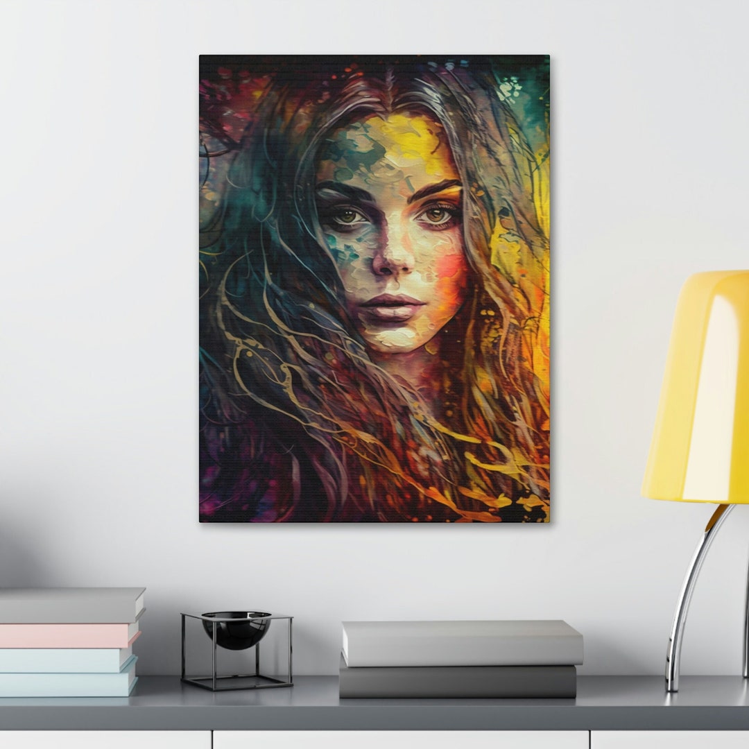 Abstract AI Model Digital Art Canvas Print, AI Generated Girl, Fantasy