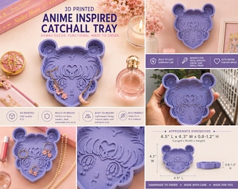 Customizable Sailor Moon Inspired 3D Printed Catchall Tray | Anime Desk Organizer, Jewelry Holder
