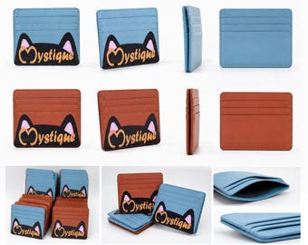 PU Leather Card Holder Wallet | Slim Minimalist Cardholder | Mystique Wallet | Blue & Brown