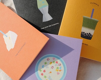 Tarjetas de felicitación coloridas, tarjetas de felicitación de moda, tarjetas ilustradas coloridas + sobres, tarjeta de cumpleaños