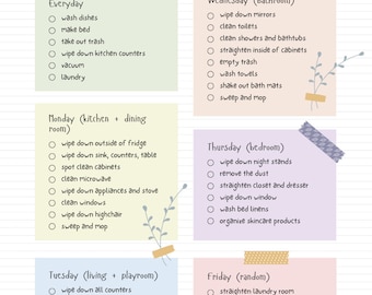 Daily/weekly Cleaning Checklist - Etsy