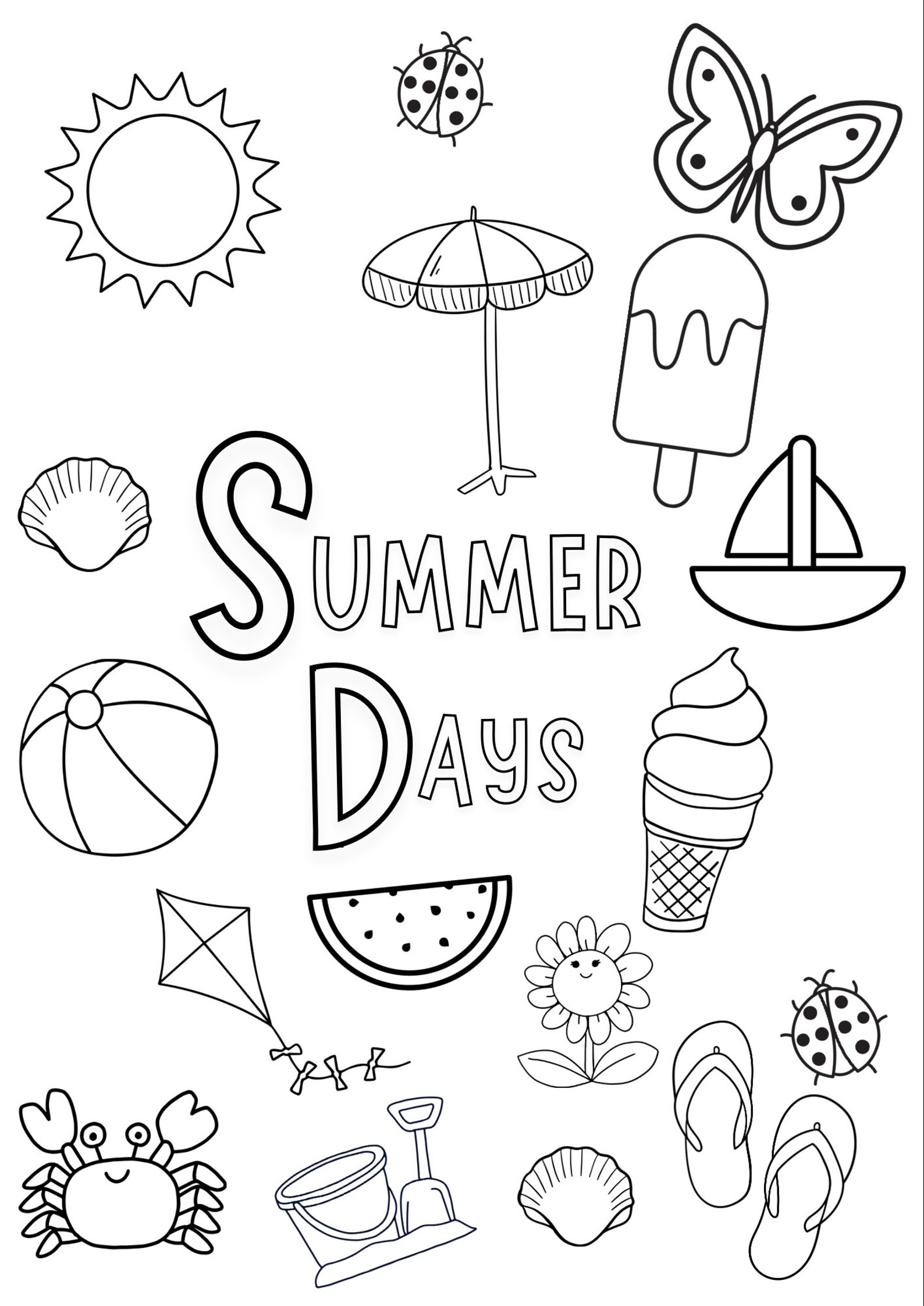 Summer Days Coloring Page - Etsy Canada
