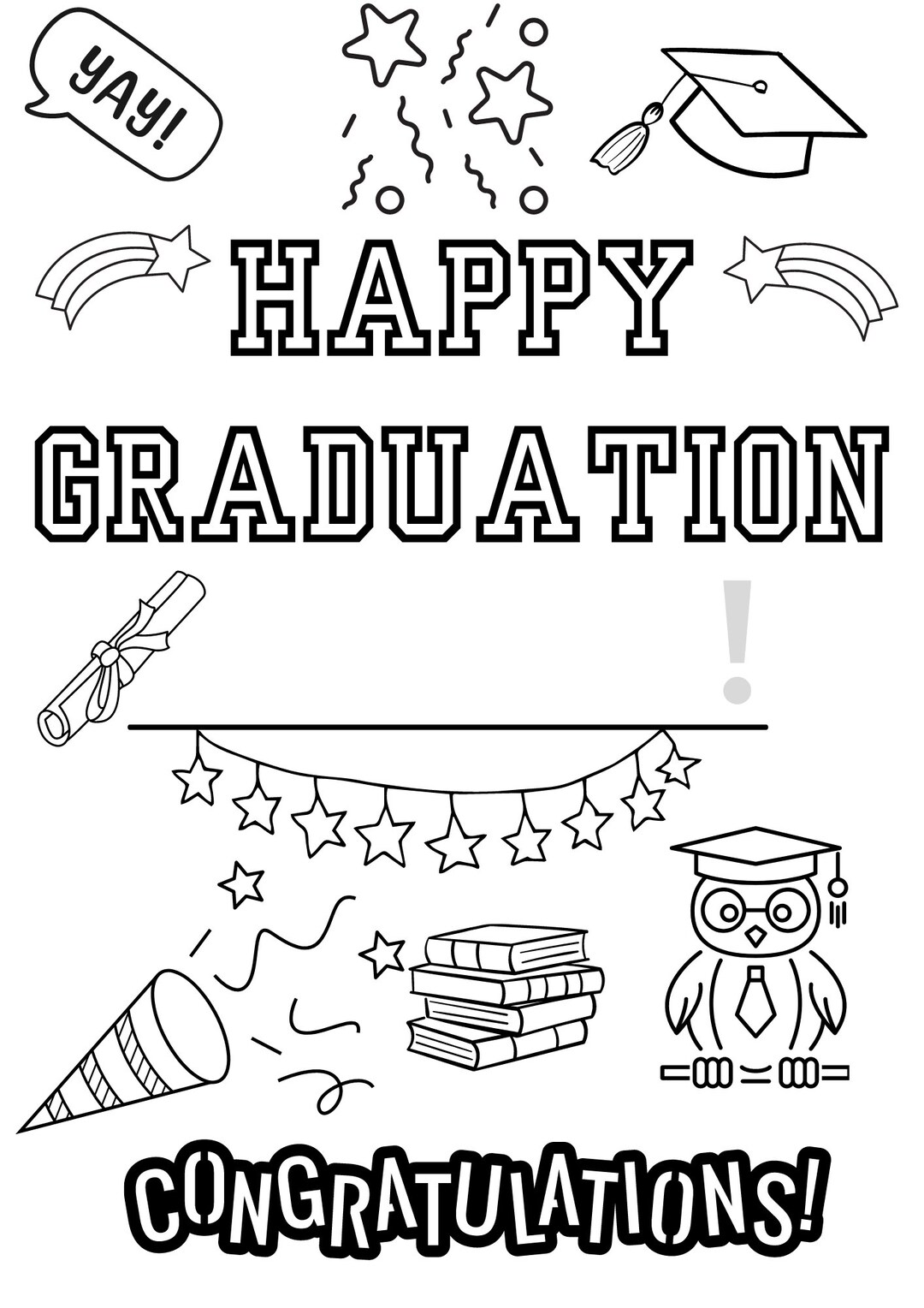 Graduation Coloring Page Etsy